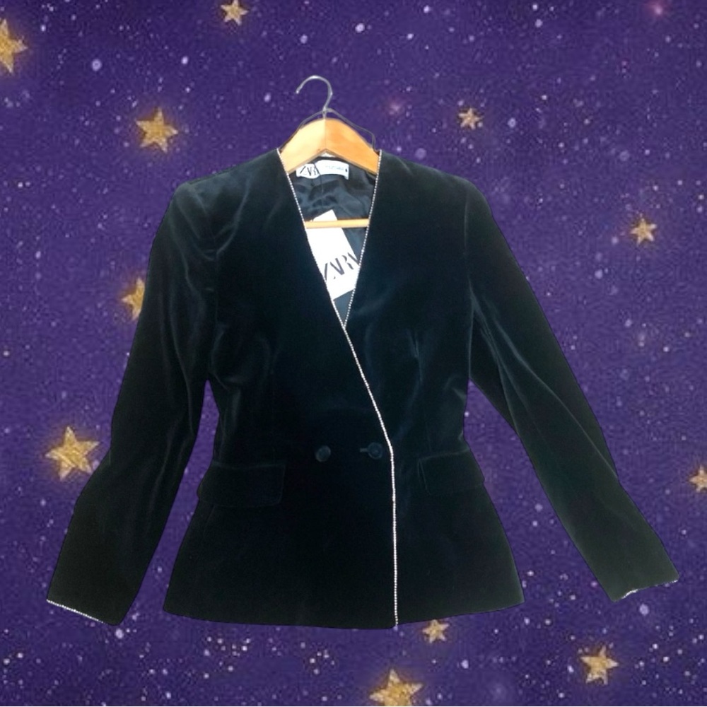 Black Velvet Rhinestone Blazer